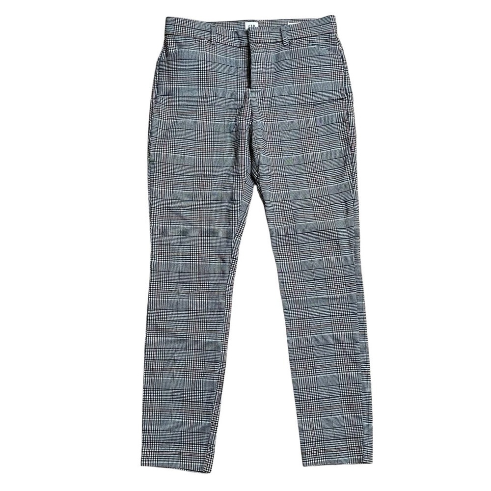 Gap Signature Skinny Ankle Pants Size 4 Glen Plaid Black White Red